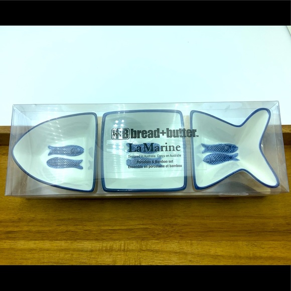 BREAD + BUTTER .. 3 piece..SAUCE DISH , BRAND NEW